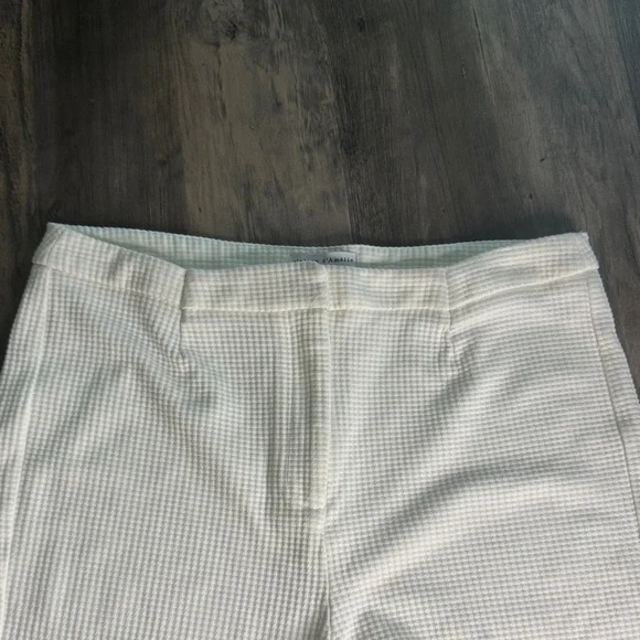 Elegant Cream Straight Leg Waffle Weave Women's Pants - Picture 3 of 4